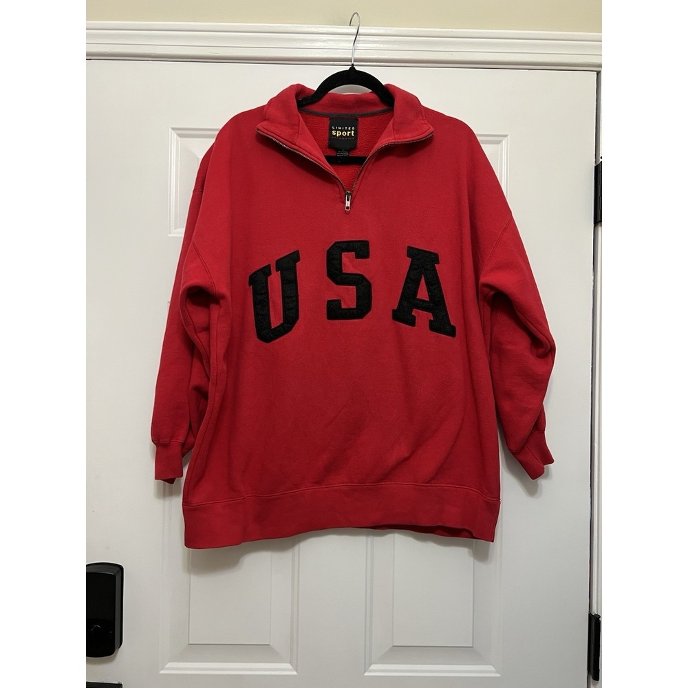 Mens Limited Sport USA Y2K Pullover Jacket Vintage Cozy Outdoors Red Medium